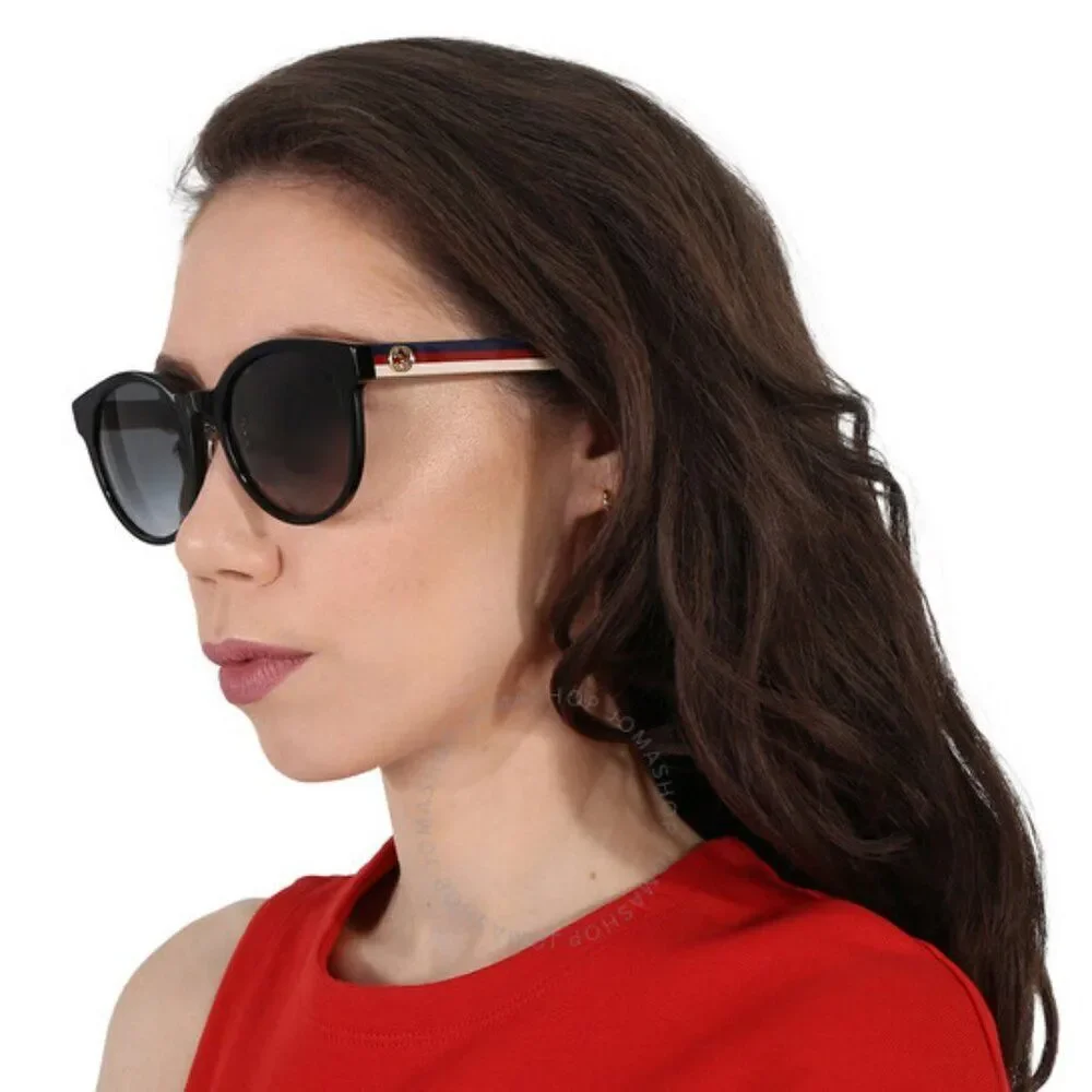 SALE! NEW Gucci GG0416SK LOGO 001 Black Grey Gradient Round Women Sunglasses - Picture 10 of 12